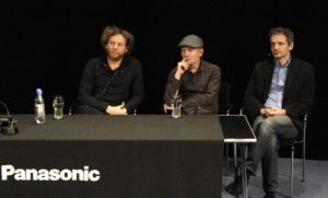 During the Q&A, from left to right  Dado Valentic, John Christian Rosenlund, FNF and Luc Bara.